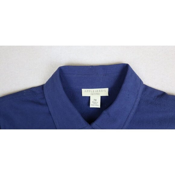 APPLESEED'S - WOMEN'S BLUE SHORT SLEEVE BUTTON-UP TOP SHIRT SIZE PM - Picture 3 of 6